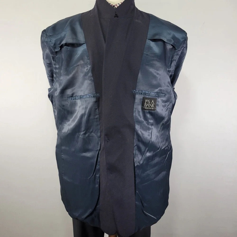 JOS A BANK Men's Sport Coat Blazer Two Golden Button Navy Twill‎ Wool Size 40R